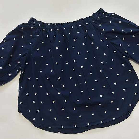 Navy Polka Dot Off-Shoulder Top - Picture 5 of 8